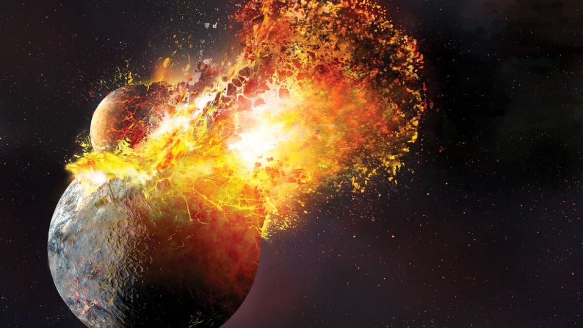 Ilustração do impacto entre a Terra e Theia