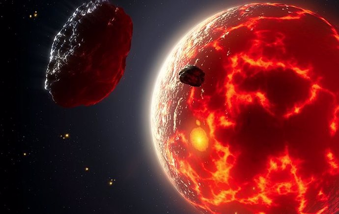 Terra incandescente em seus primeiros estágios